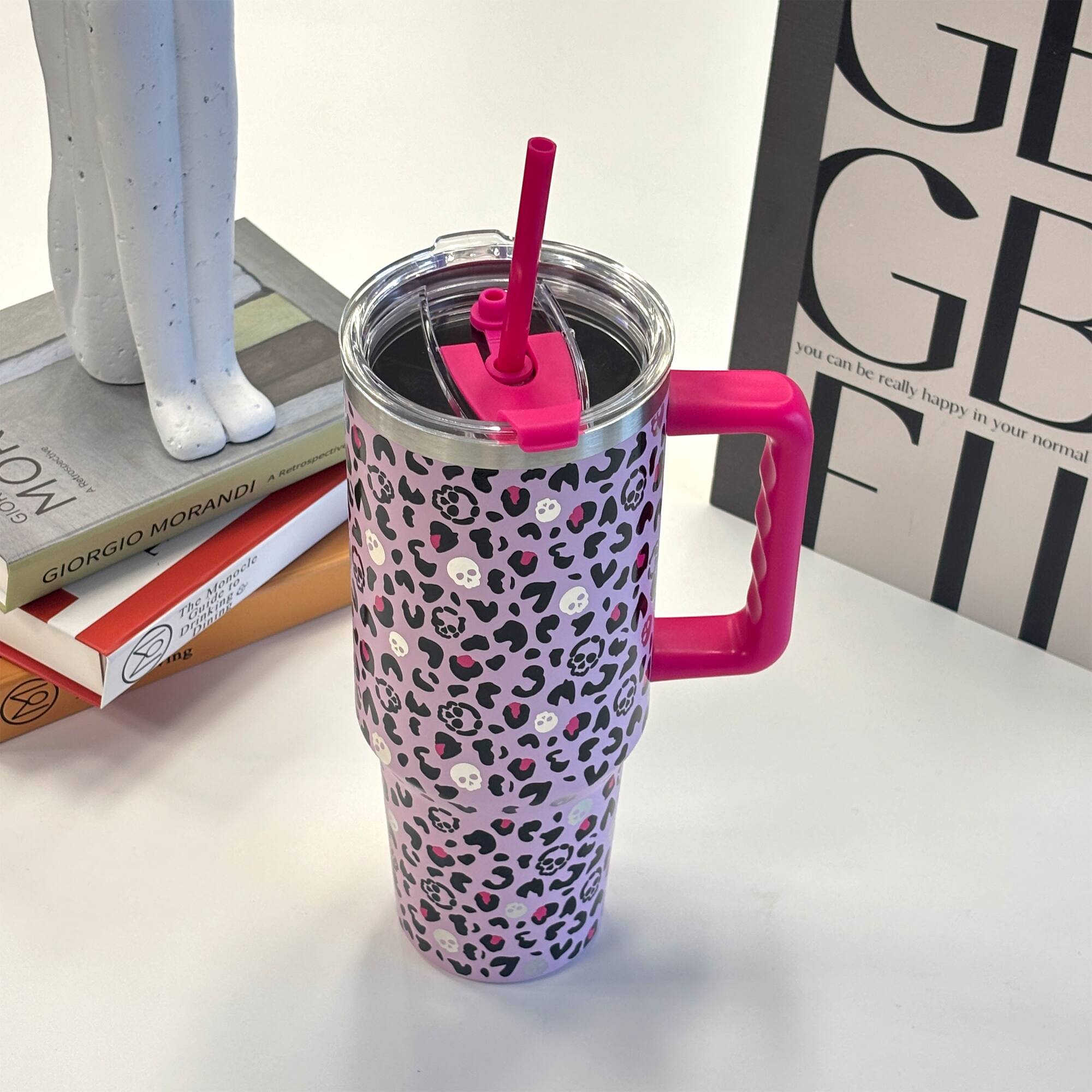 40oz. Pink Skull Leopard Stainless Steel Insulated Tumbler by Ashland®